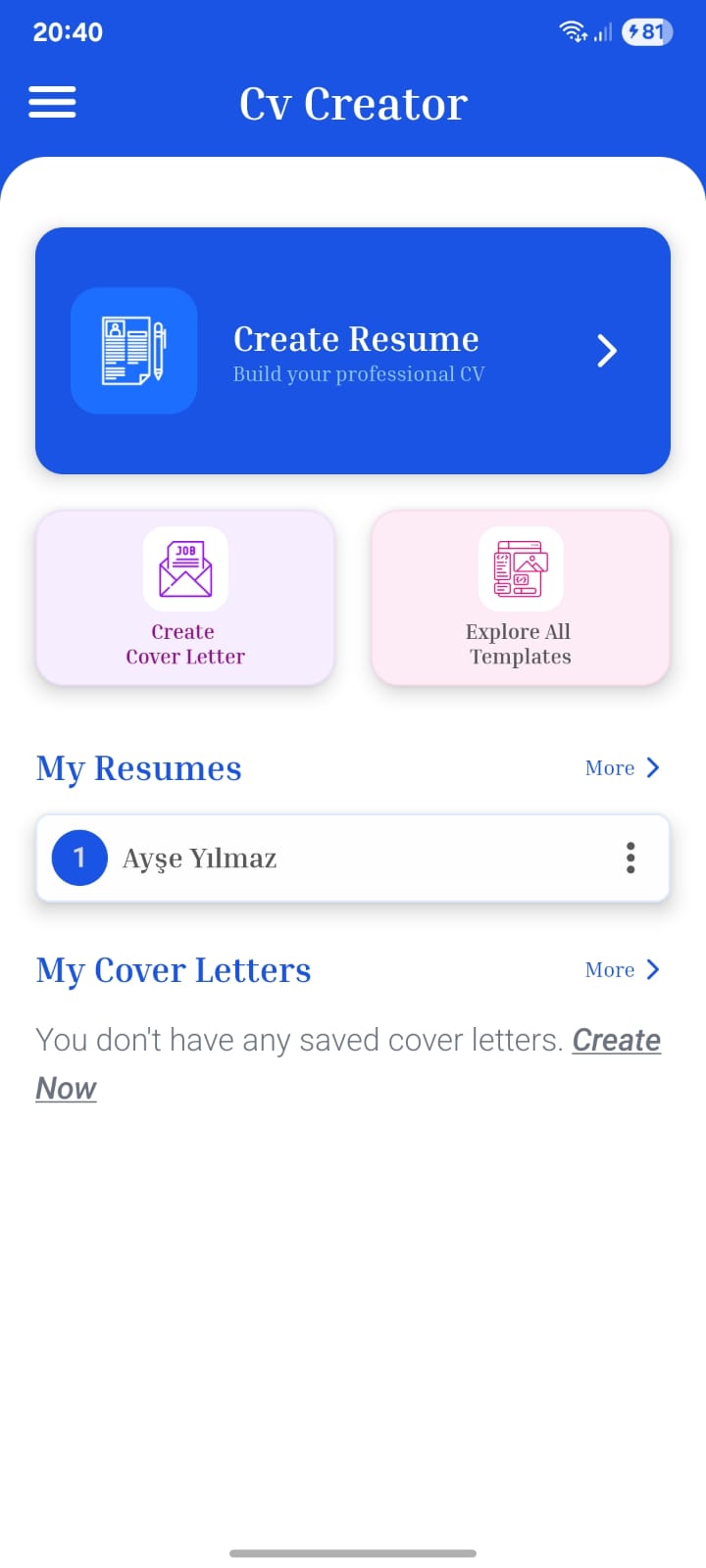 CvCreator — screenshot 1