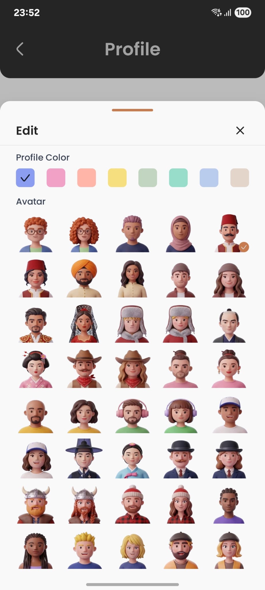 SelfFinance — Avatar & color picker